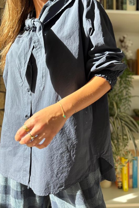 Paloma Tela Neckerchief Blouse Navy